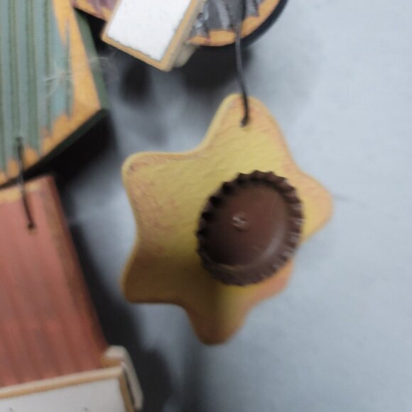 Wood Long Rich HARVEST Greetings Pumpkin Head Scarecrow 20.5 Inch Tall - Picture 3 of 7